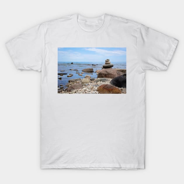 Rock Cairn, Lake Huron, Presque Isle, Michigan T-Shirt by irishmurr